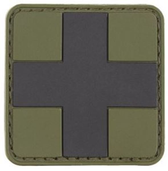 Picture of VELCRO BADGE, FIRST AID, olive-black, 3D, approx. 5 x 5 cm